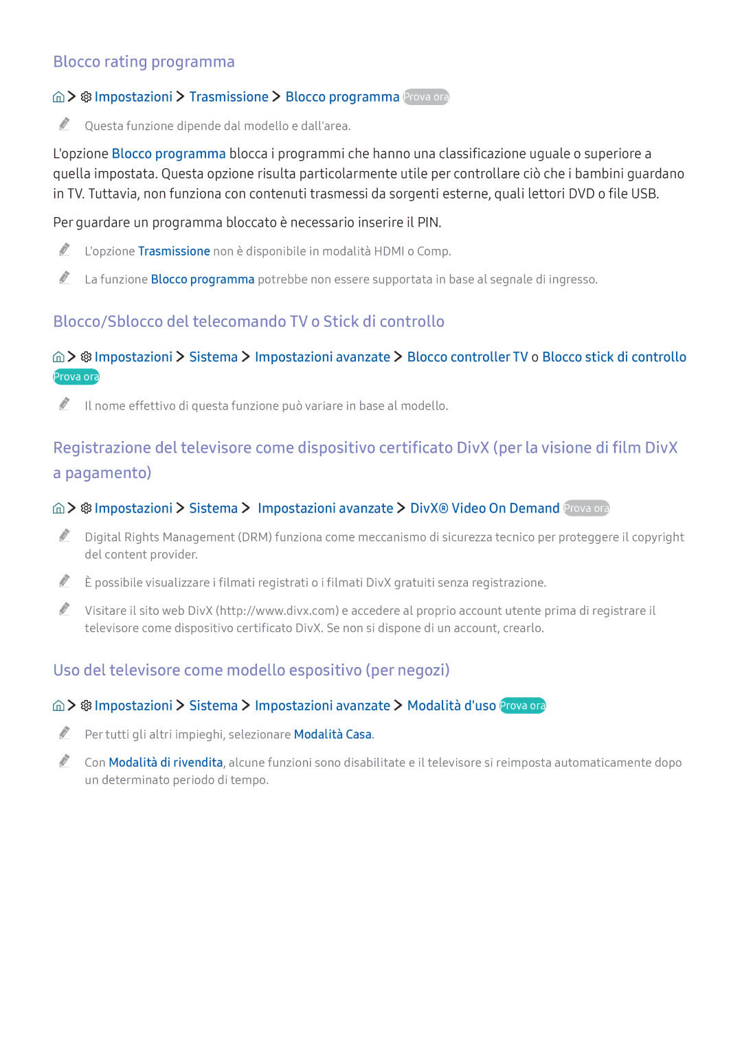 Samsung UE40K5670SSXXN, UE40K5659SUXZG Blocco rating programma, Blocco/Sblocco del telecomando TV o Stick di controllo 