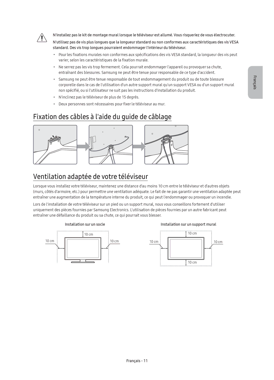 Samsung UE49K6300AKXZF, UE40K6300AKXXC, UE40K6370SUXZG, UE49K6370SUXZG, UE55K6370SUXZG manual Installation sur un socle 