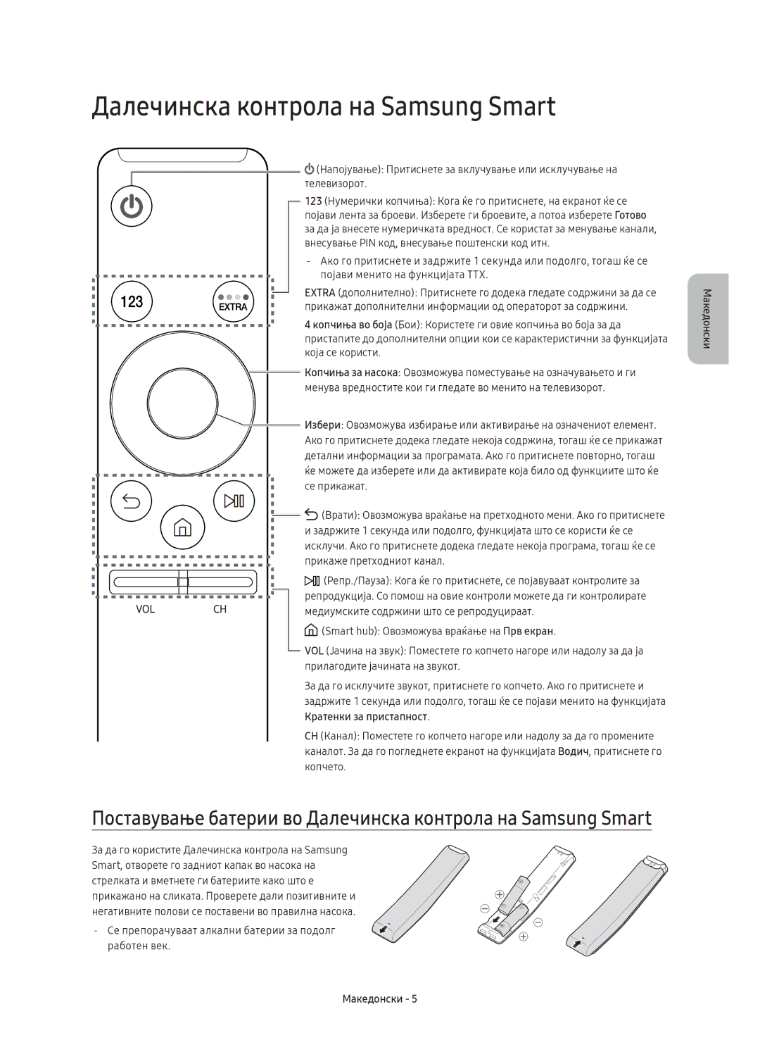 Samsung UE40K6372SUXXH, UE40K6370SSXXH, UE55K6300AWXXH manual Далечинска контрола на Samsung Smart, Кратенки за пристапност 