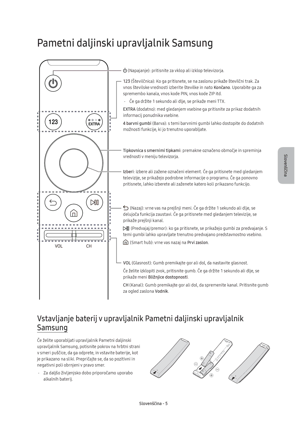 Samsung UE55K6372SUXXH manual Pametni daljinski upravljalnik Samsung, Napajanje pritisnite za vklop ali izklop televizorja 