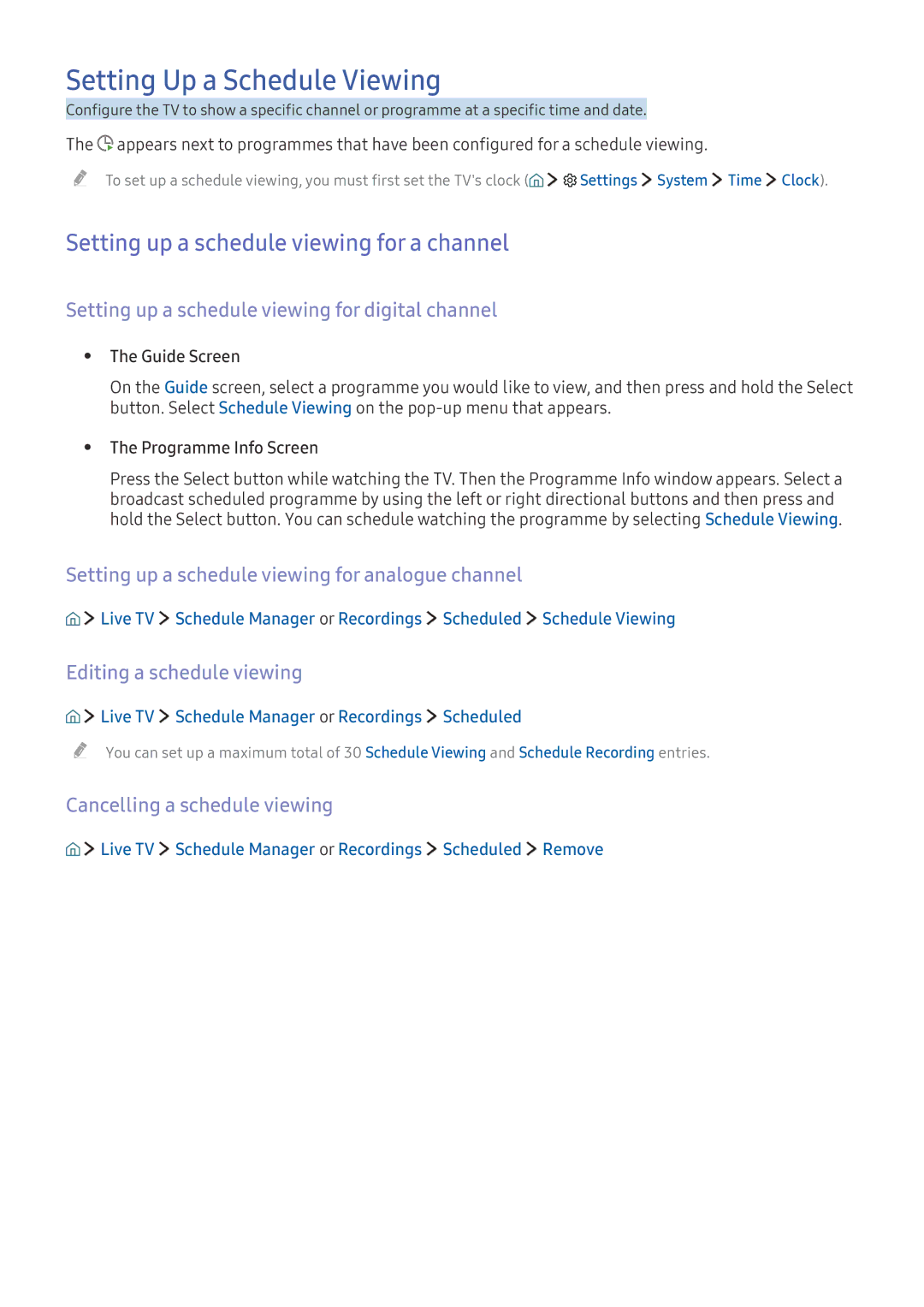 Samsung UE40K6300AWXXH, UE40K6379SUXZG manual Setting Up a Schedule Viewing, Setting up a schedule viewing for a channel 