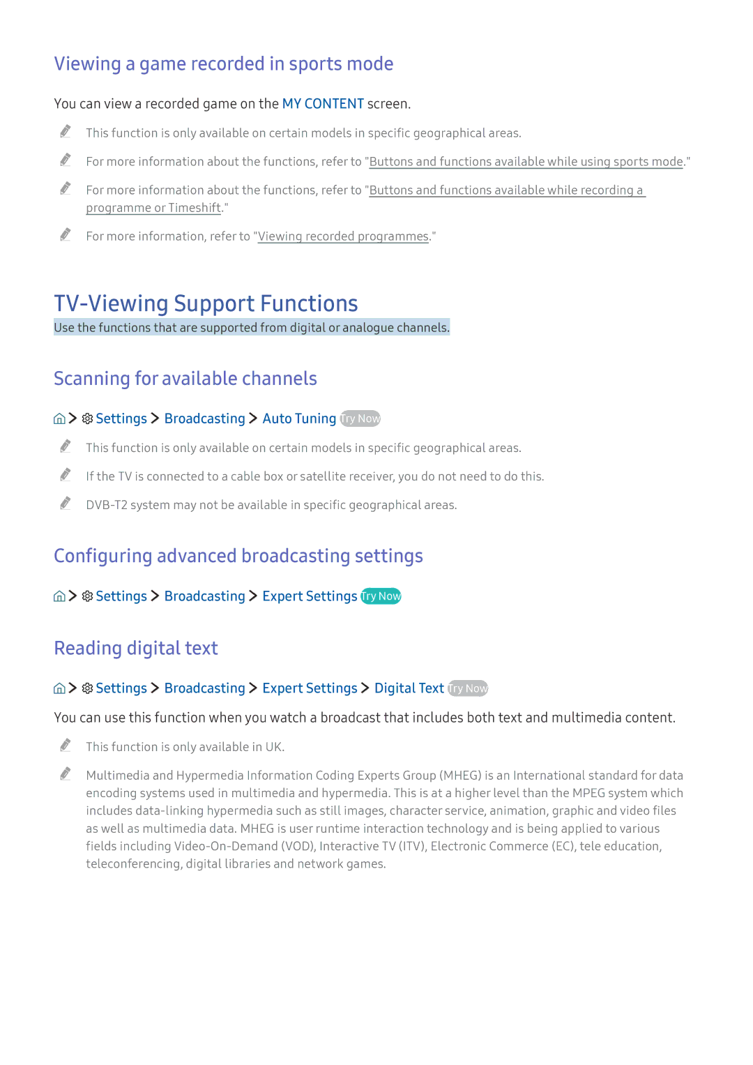 Samsung UE49K5570SUXZG manual TV-Viewing Support Functions, Viewing a game recorded in sports mode, Reading digital text 