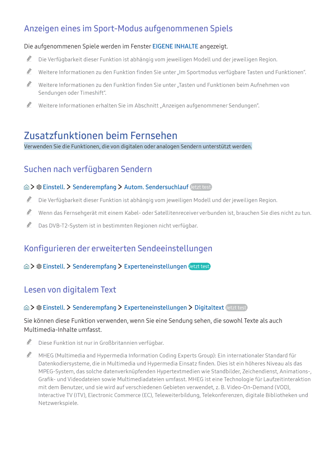 Samsung UE49K5570SUXZG, UE40K6379SUXZG Zusatzfunktionen beim Fernsehen, Anzeigen eines im Sport-Modus aufgenommenen Spiels 