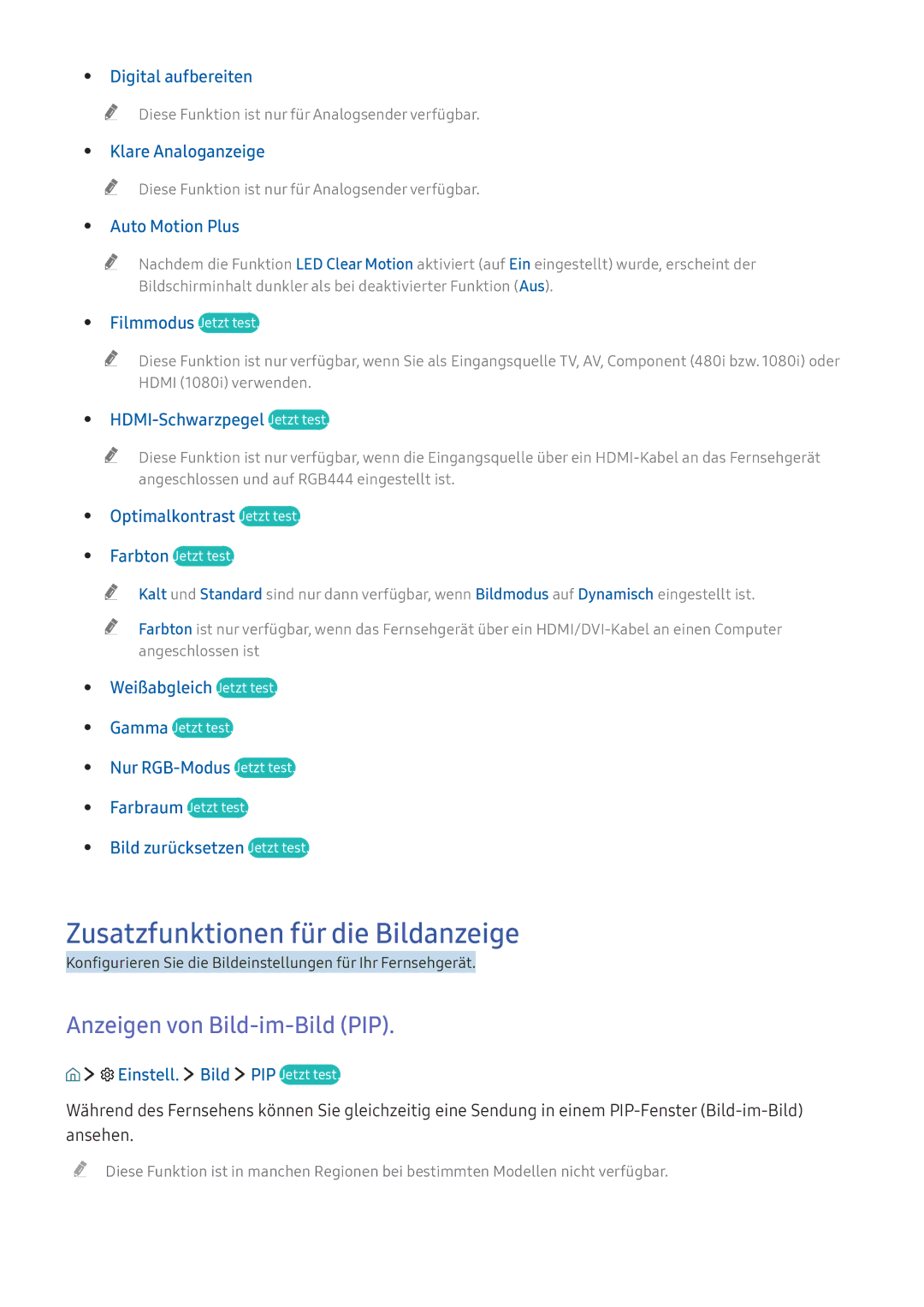 Samsung UE49K5510AKXZF, UE40K6379SUXZG, UE40K5659SUXZG Zusatzfunktionen für die Bildanzeige, Anzeigen von Bild-im-Bild PIP 