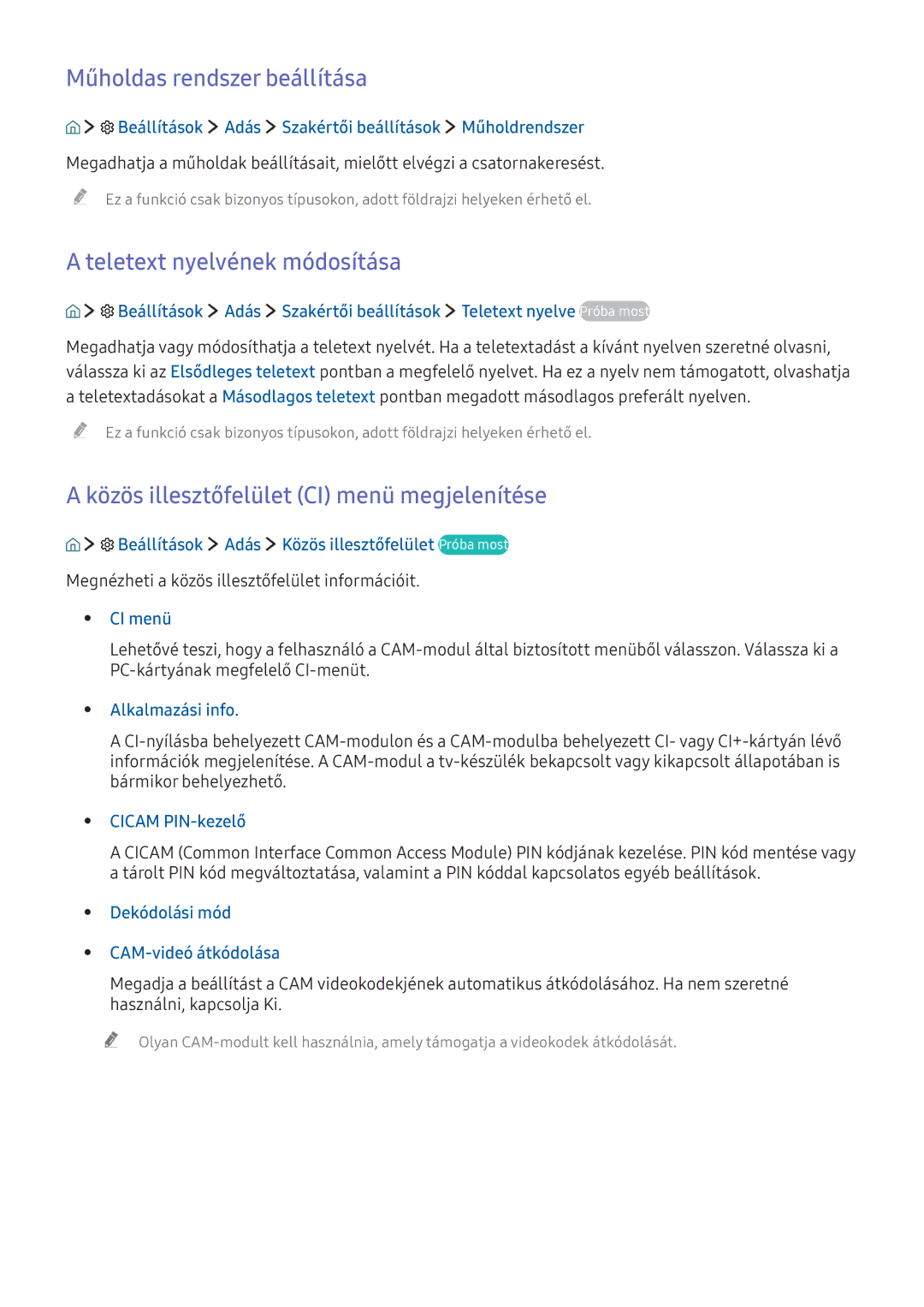 Samsung UE40K5500AKXZF, UE40K6379SUXZG, UE40K5659SUXZG manual Műholdas rendszer beállítása, Teletext nyelvének módosítása 