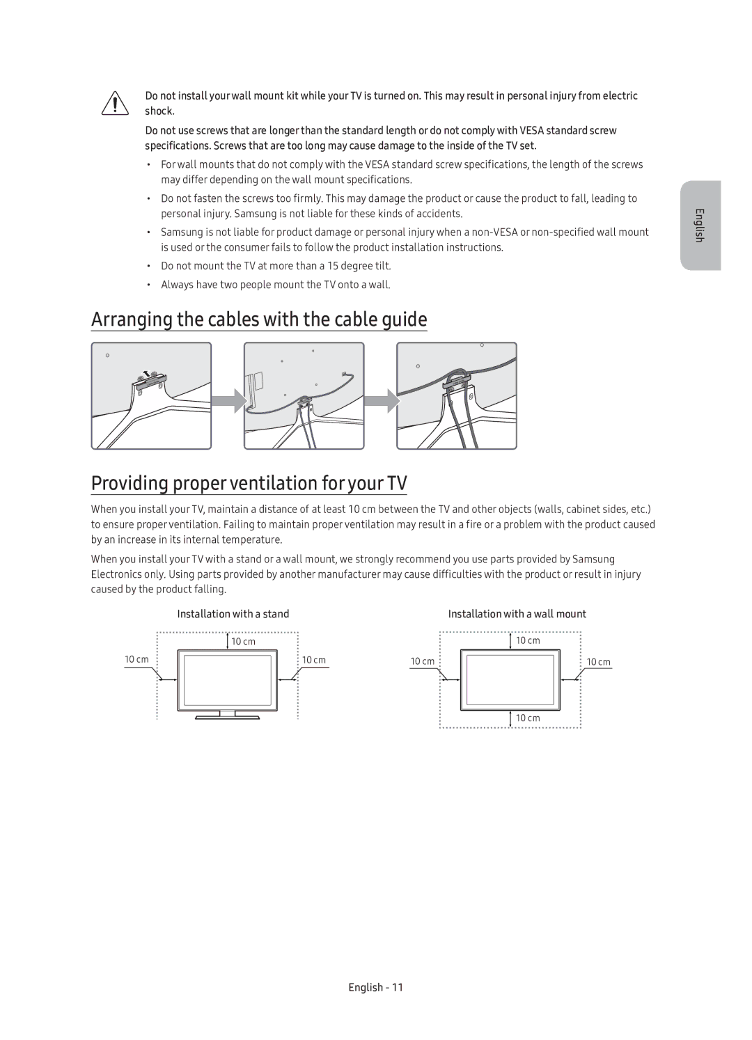 Samsung UE40K6550AUXRU, UE55K6550AUXRU, UE49K6550AUXRU manual Installation with a stand 