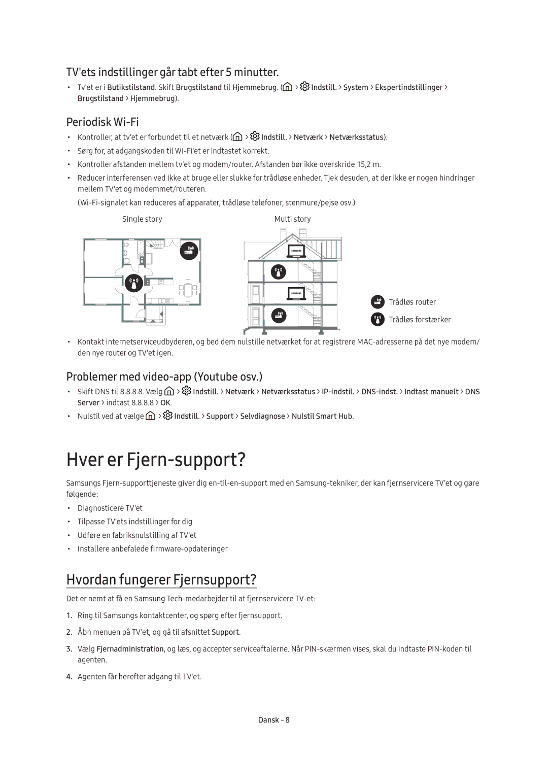 Samsung UE50KU6075UXXE, UE40KU6075UXXE manual Hver er Fjern-support?, Hvordan fungerer Fjernsupport?, Periodisk Wi-Fi 