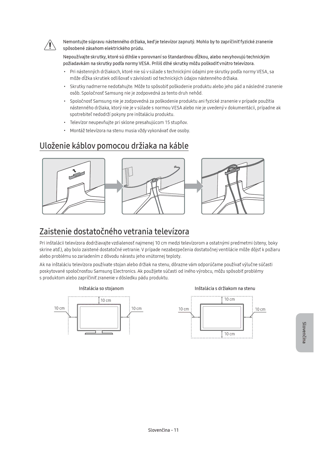 Samsung UE43KU6400SXXH, UE40KU6400SXXH, UE55KU6400SXXH, UE65KU6400SXXH, UE49KU6400SXXH, UE40KU6400SXXN Inštalácia so stojanom 