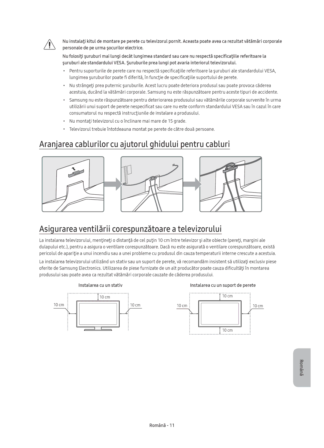 Samsung UE49KU6400SXXH, UE40KU6400SXXH, UE55KU6400SXXH, UE65KU6400SXXH, UE43KU6400SXXH, UE40KU6400SXXN Instalarea cu un stativ 