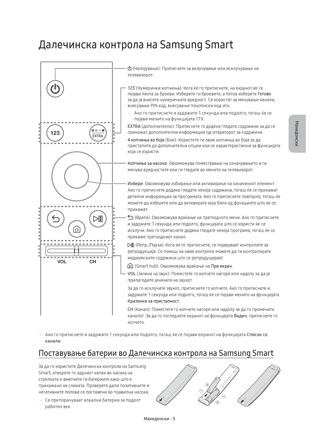 Samsung UE40KU6402UXXH, UE40KU6400SXXH manual Далечинска контрола на Samsung Smart, Кратенки за пристапност, Канали 