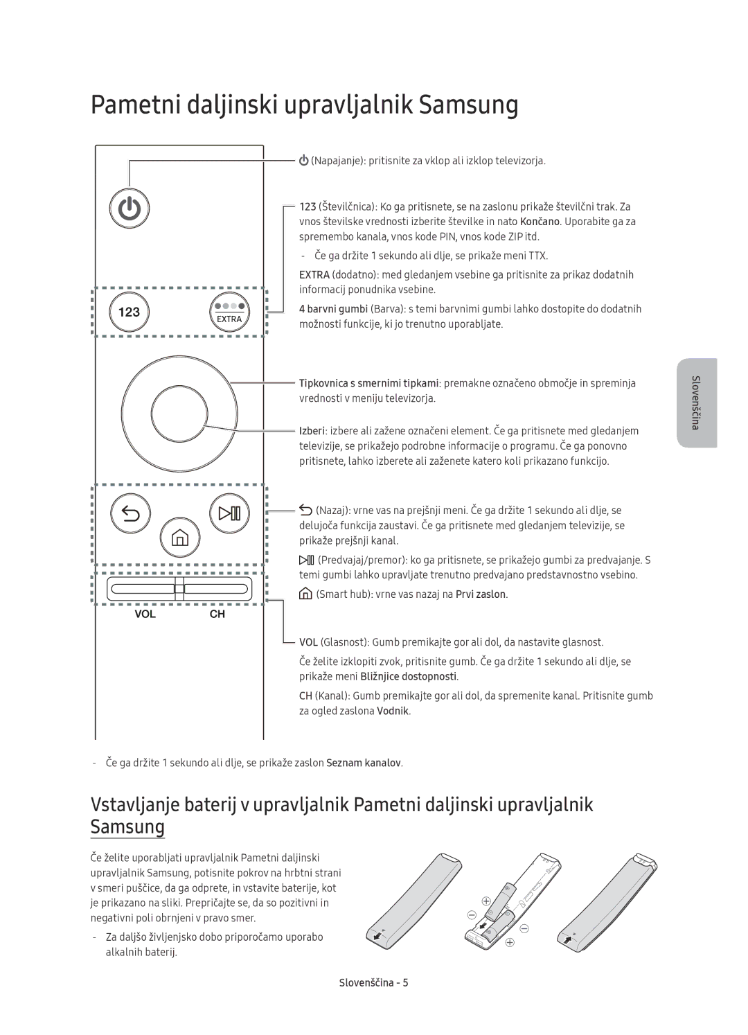 Samsung UE55KU6400SXXN manual Pametni daljinski upravljalnik Samsung, Napajanje pritisnite za vklop ali izklop televizorja 