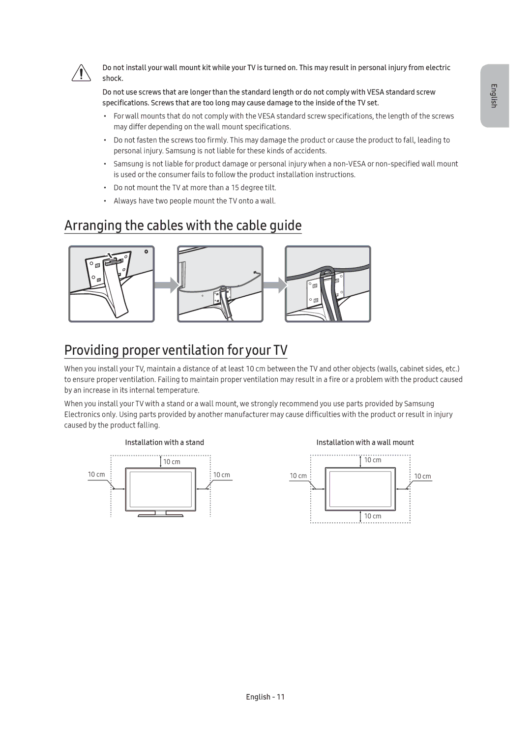 Samsung UE49KU6450UXXC, UE40KU6450UXXC, UE55KU6450UXXC manual Installation with a stand 