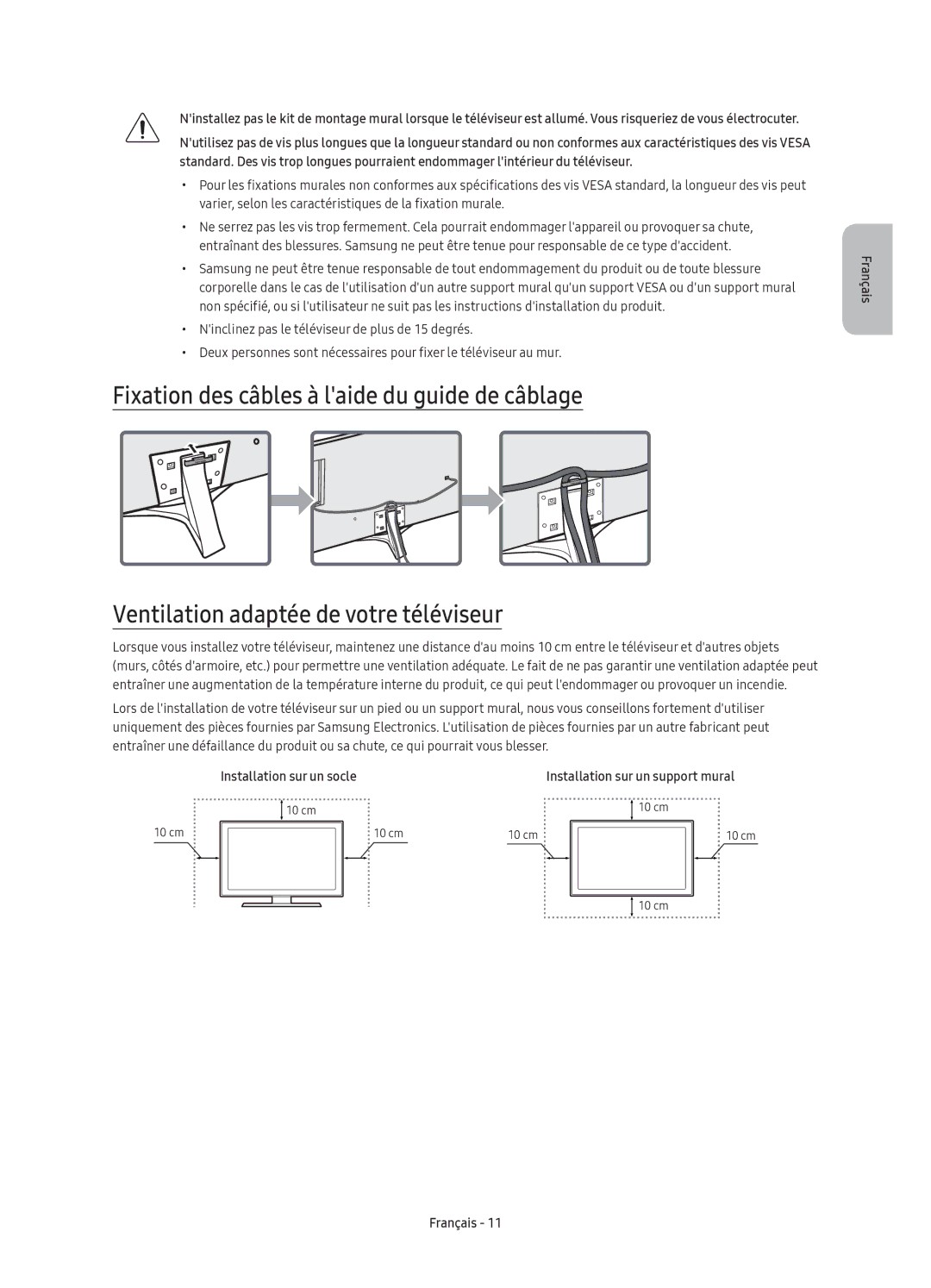 Samsung UE55KU6450UXXC, UE40KU6450UXXC, UE49KU6450UXXC manual Installation sur un socle 