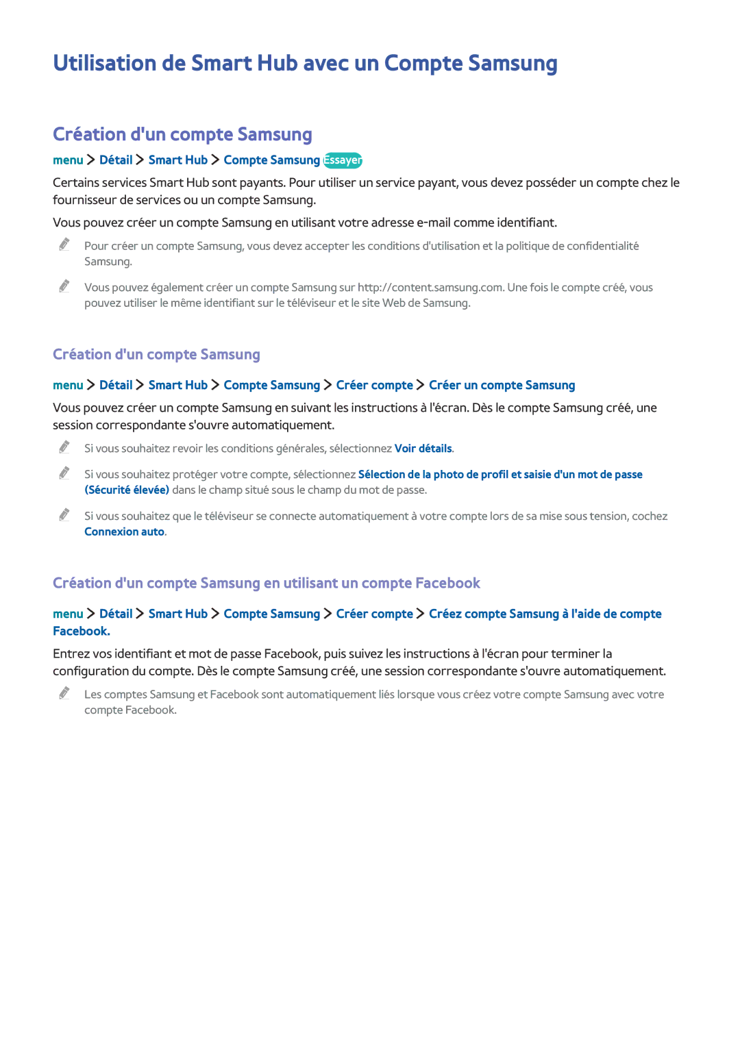 Samsung UE32LS001DUXZF, UE40LS001CUXZF manual Utilisation de Smart Hub avec un Compte Samsung, Création dun compte Samsung 