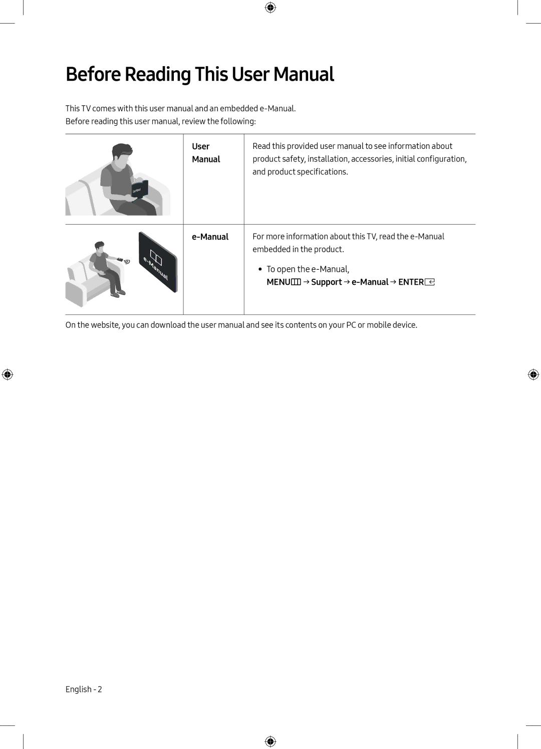 Samsung UE40M5000AUXRU User Manual, To open the e-Manual, MENUm → Support → e-Manual → Entere, Embedded in the product 