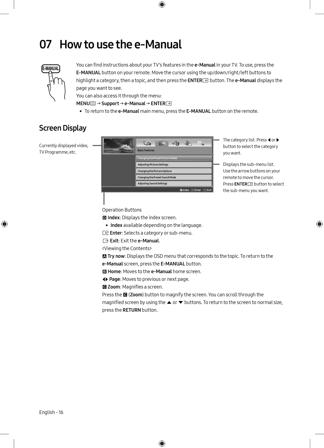 Samsung UE40M5000AUXRU How to use the e-Manual, Screen Display, You want to see, You can also access it through the menu 