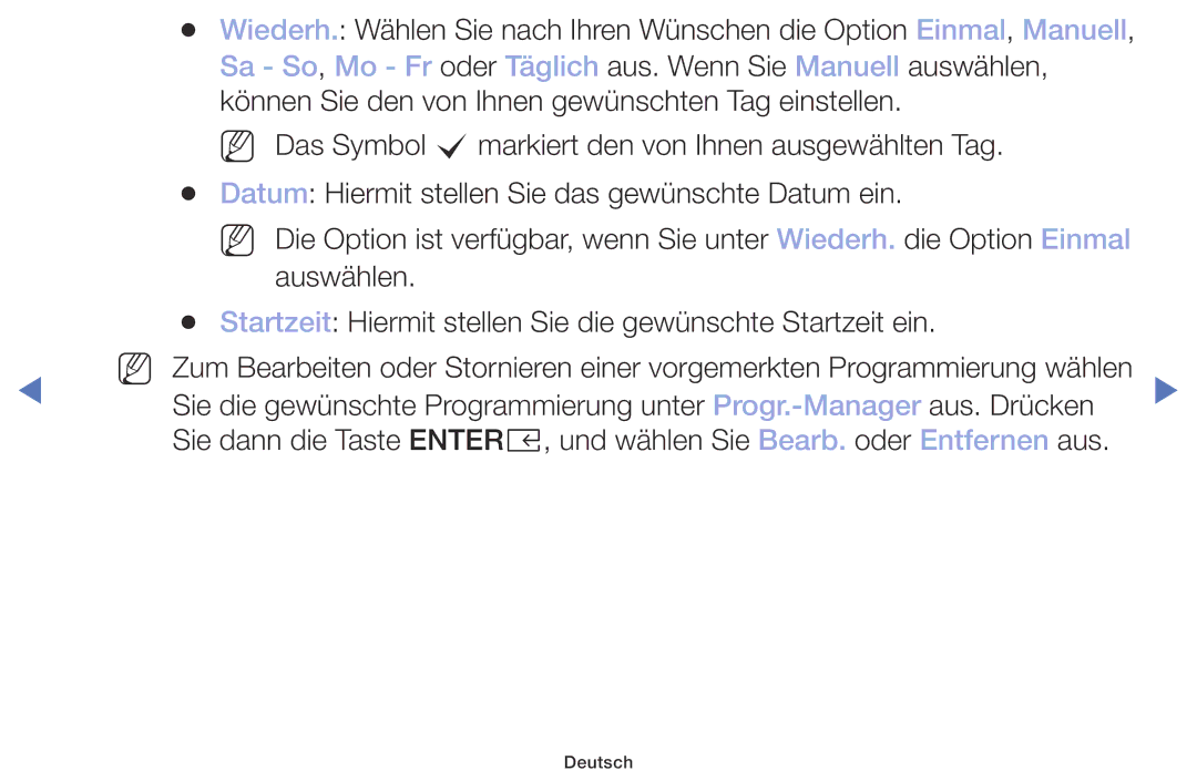 Samsung UE49M5075AUXXC, UE40M5075AUXXC, UE32M5075AUXXC manual Sa So, Mo Fr oder Täglich aus. Wenn Sie Manuell auswählen 