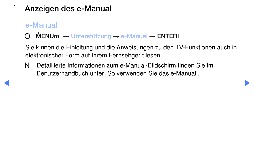 Samsung UE32M4005AKXXC, UE40M5075AUXXC, UE49M5075AUXXC Anzeigen des e-Manual, OO MENUm → Unterstützung → e-Manual → Entere 