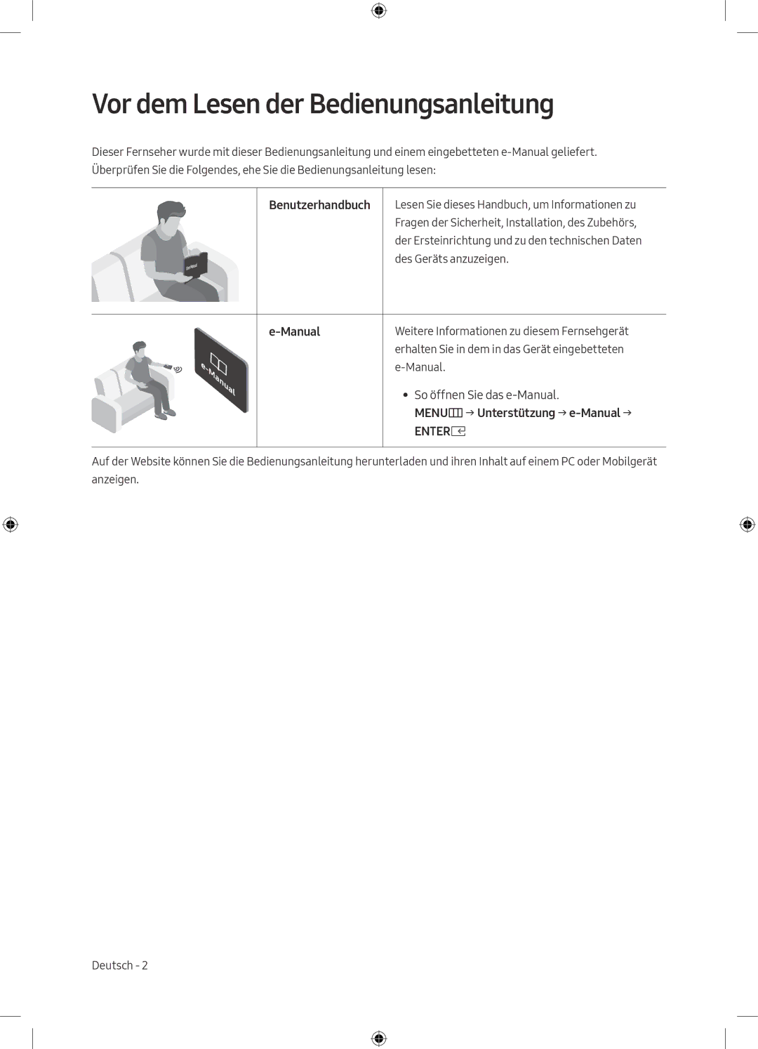 Samsung UE49M5005AWXXC, UE40M5075AUXXC Vor dem Lesen der Bedienungsanleitung, Benutzerhandbuch, So öffnen Sie das e-Manual 