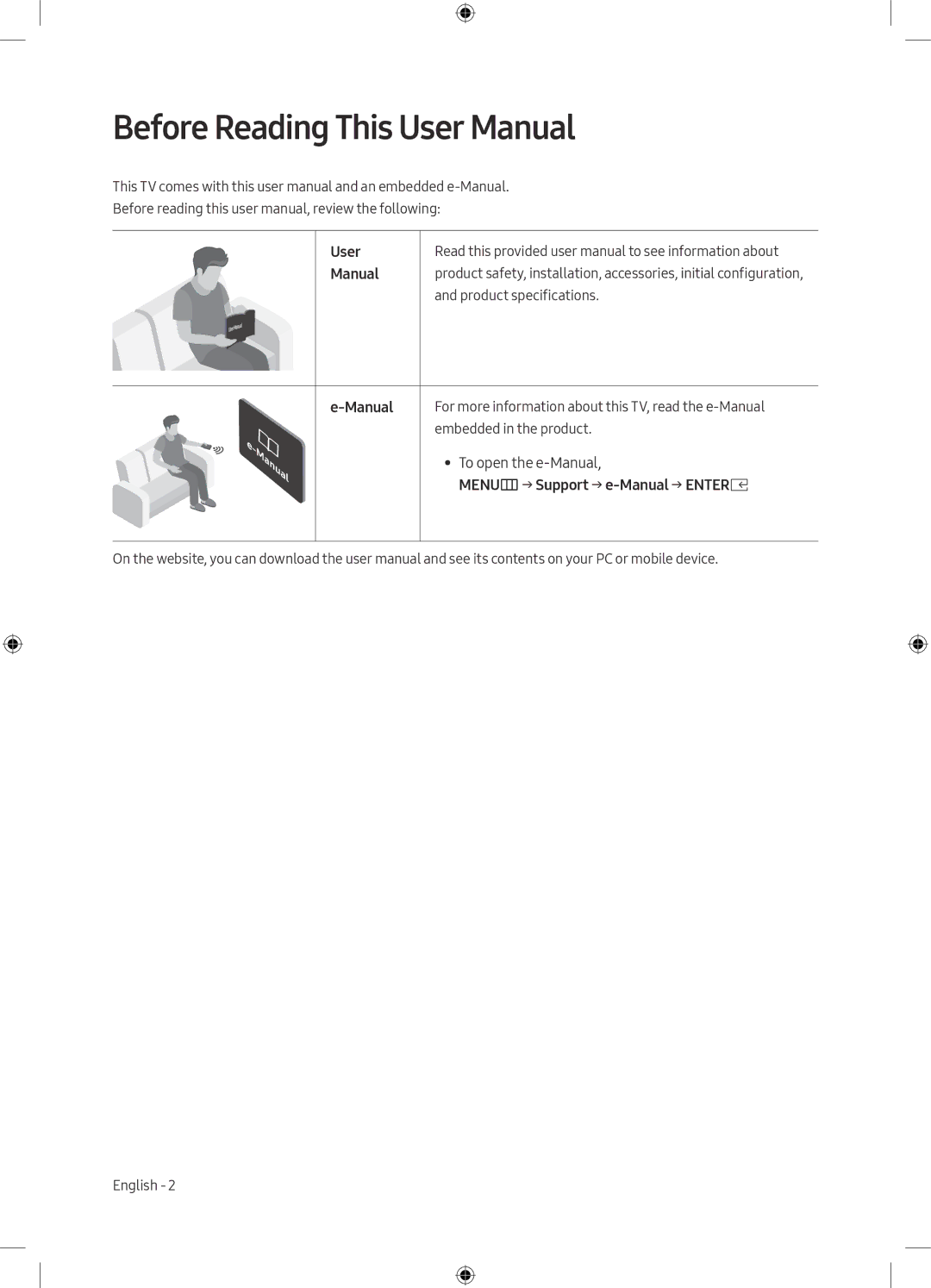 Samsung UE49M5005AWXXC User Manual, To open the e-Manual, MENUm → Support → e-Manual → Entere, Embedded in the product 