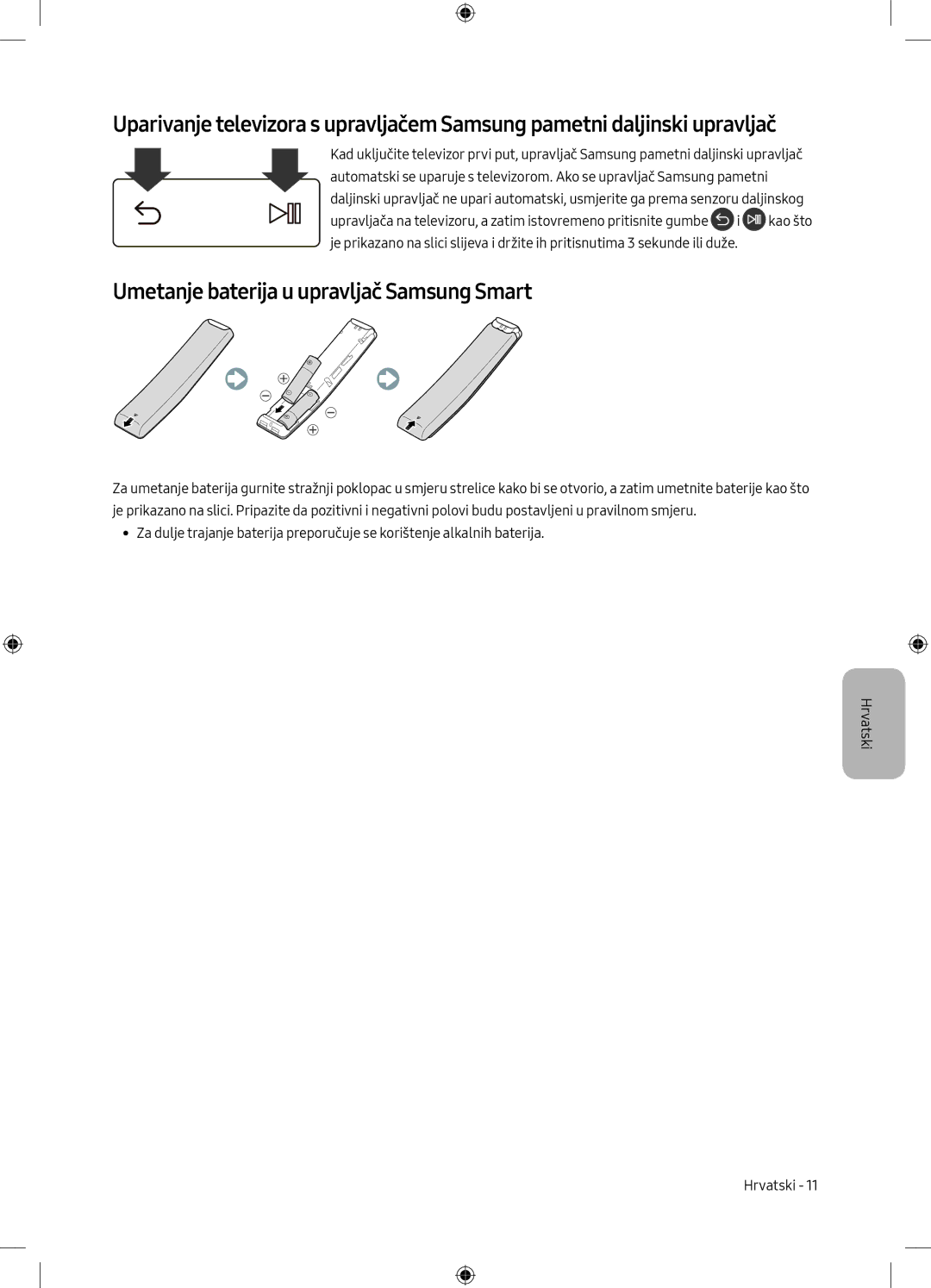 Samsung UE75MU6102KXXH, UE40MU6102KXXH, UE50MU6172UXXH, UE55MU6172UXXH manual Umetanje baterija u upravljač Samsung Smart 