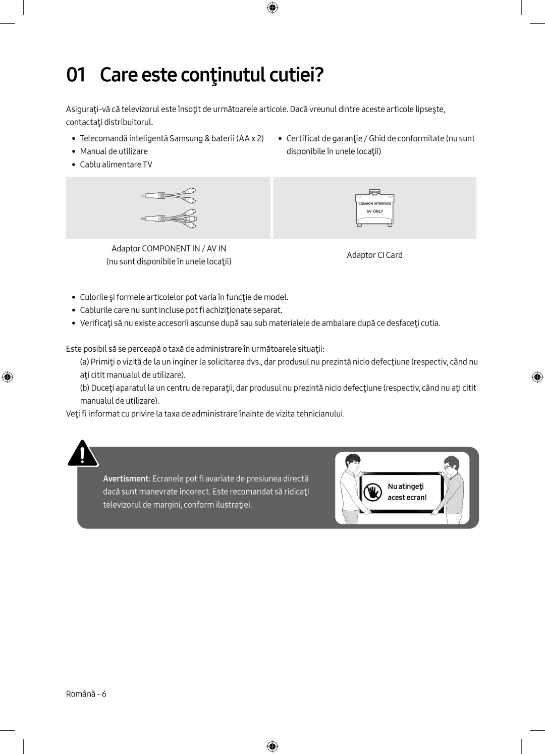 Samsung UE65MU6102KXXH, UE40MU6102KXXH, UE50MU6172UXXH, UE55MU6172UXXH, UE50MU6102KXXH manual Care este conţinutul cutiei? 