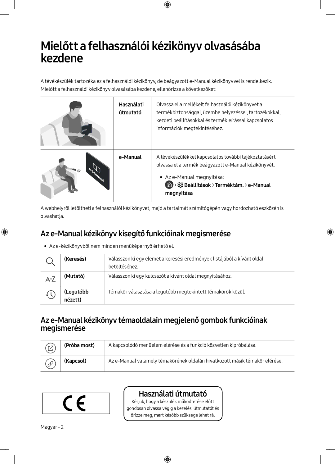 Samsung UE75MU6172UXXH, UE40MU6102KXXH manual Mielőtt a felhasználói kézikönyv olvasásába kezdene, Használati útmutató 