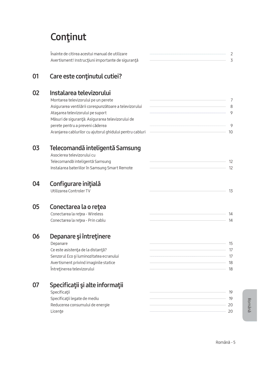 Samsung UE65MU6402UXXH, UE40MU6402UXXH, UE55MU6402UXXH, UE49MU6402UXXH manual Conţinut 