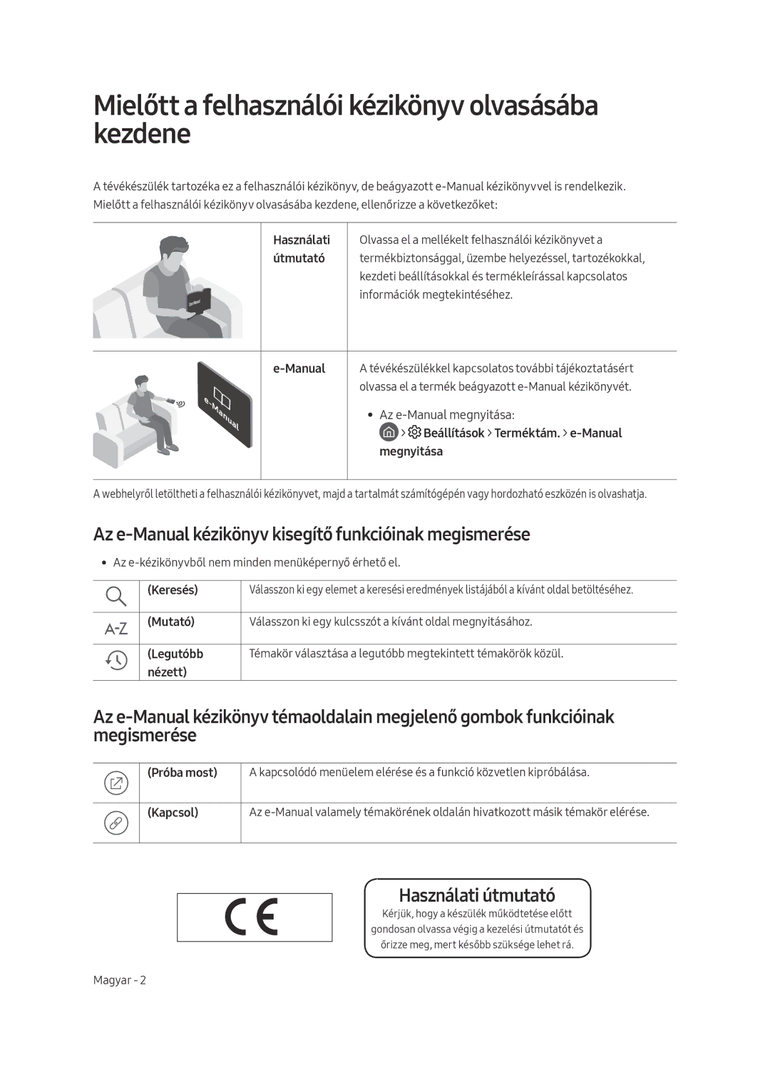 Samsung UE55MU6402UXXH, UE40MU6402UXXH manual Mielőtt a felhasználói kézikönyv olvasásába kezdene, Használati útmutató 