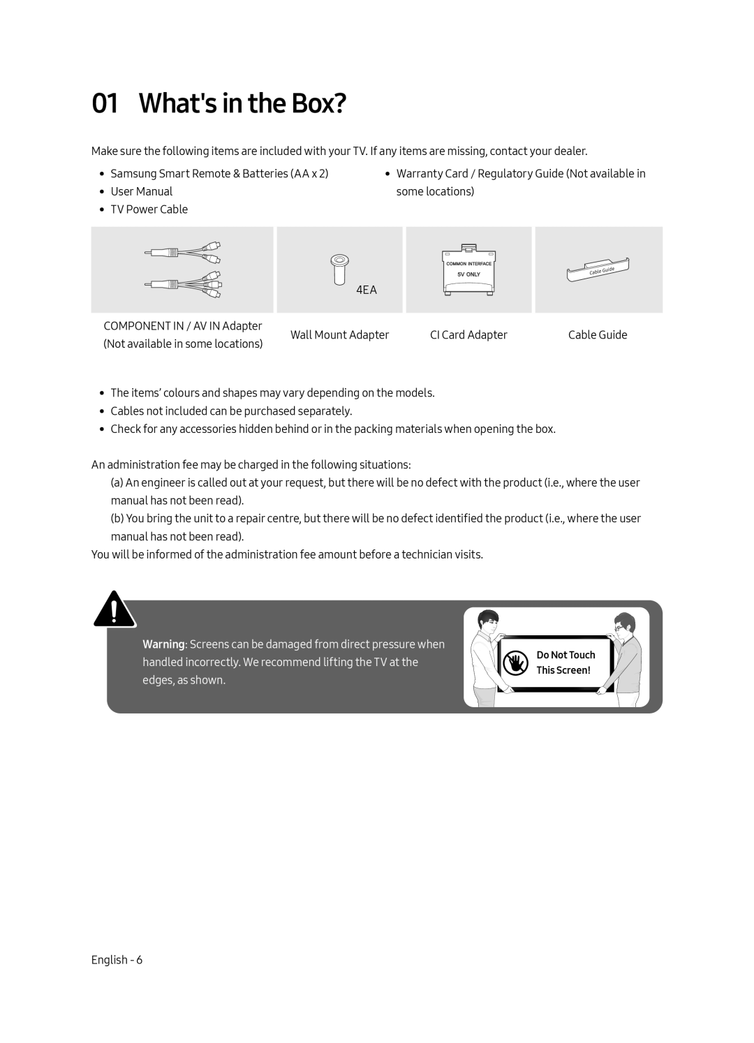 Samsung UE55MU6402UXXH, UE40MU6402UXXH, UE65MU6402UXXH, UE49MU6402UXXH manual Whats in the Box?, 4EA 