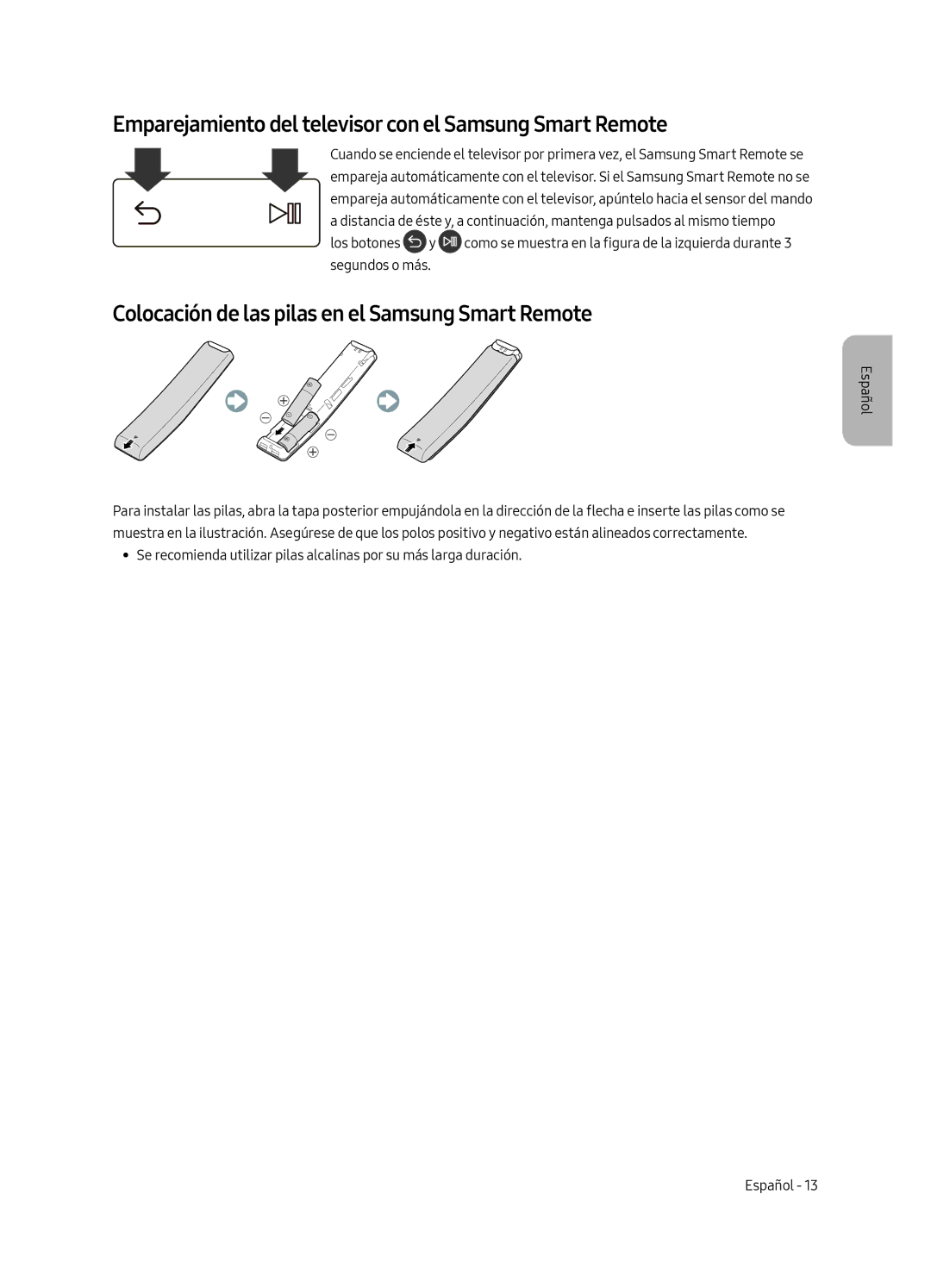 Samsung UE65MU6405UXXC, UE40MU6405UXXC, UE49MU6405UXXC manual Emparejamiento del televisor con el Samsung Smart Remote 