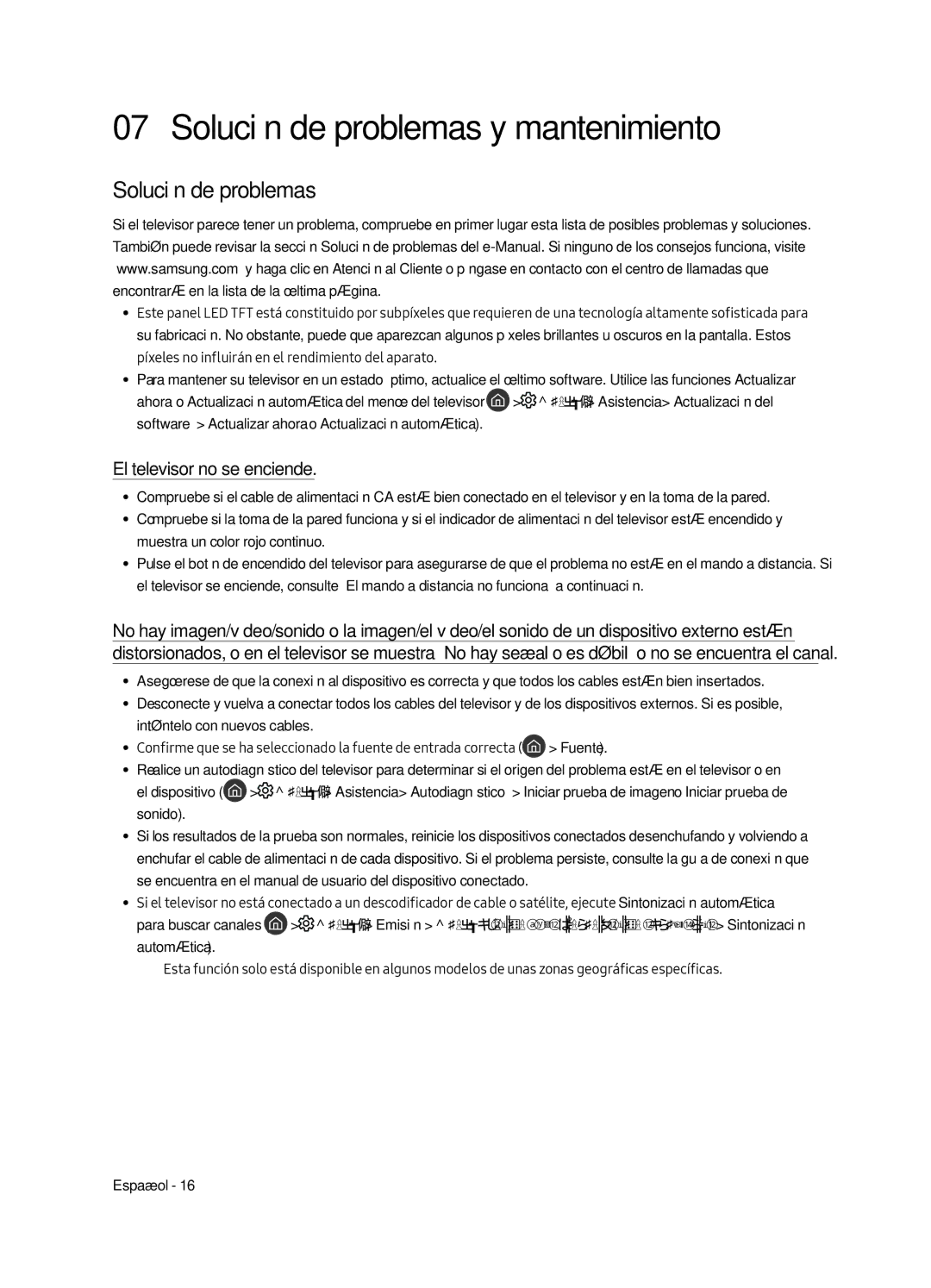 Samsung UE40MU6405UXXC, UE65MU6405UXXC, UE49MU6405UXXC Solución de problemas y mantenimiento, El televisor no se enciende 