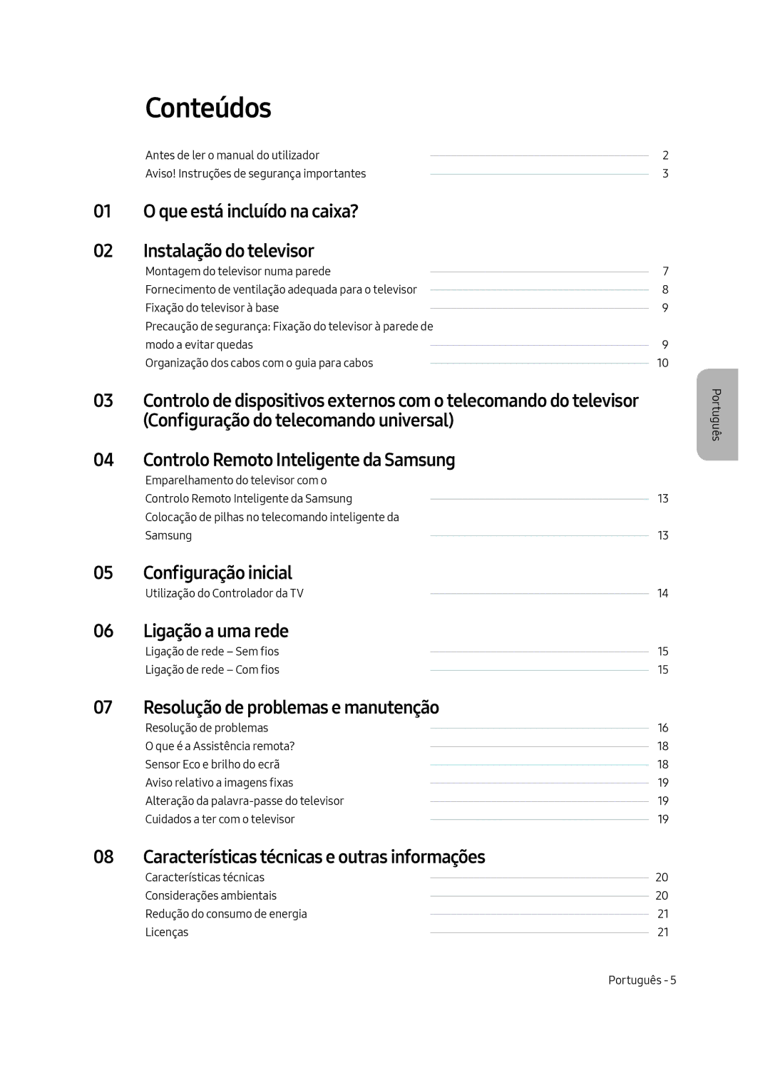 Samsung UE55MU6405UXXC, UE40MU6405UXXC, UE65MU6405UXXC, UE49MU6405UXXC manual Conteúdos 