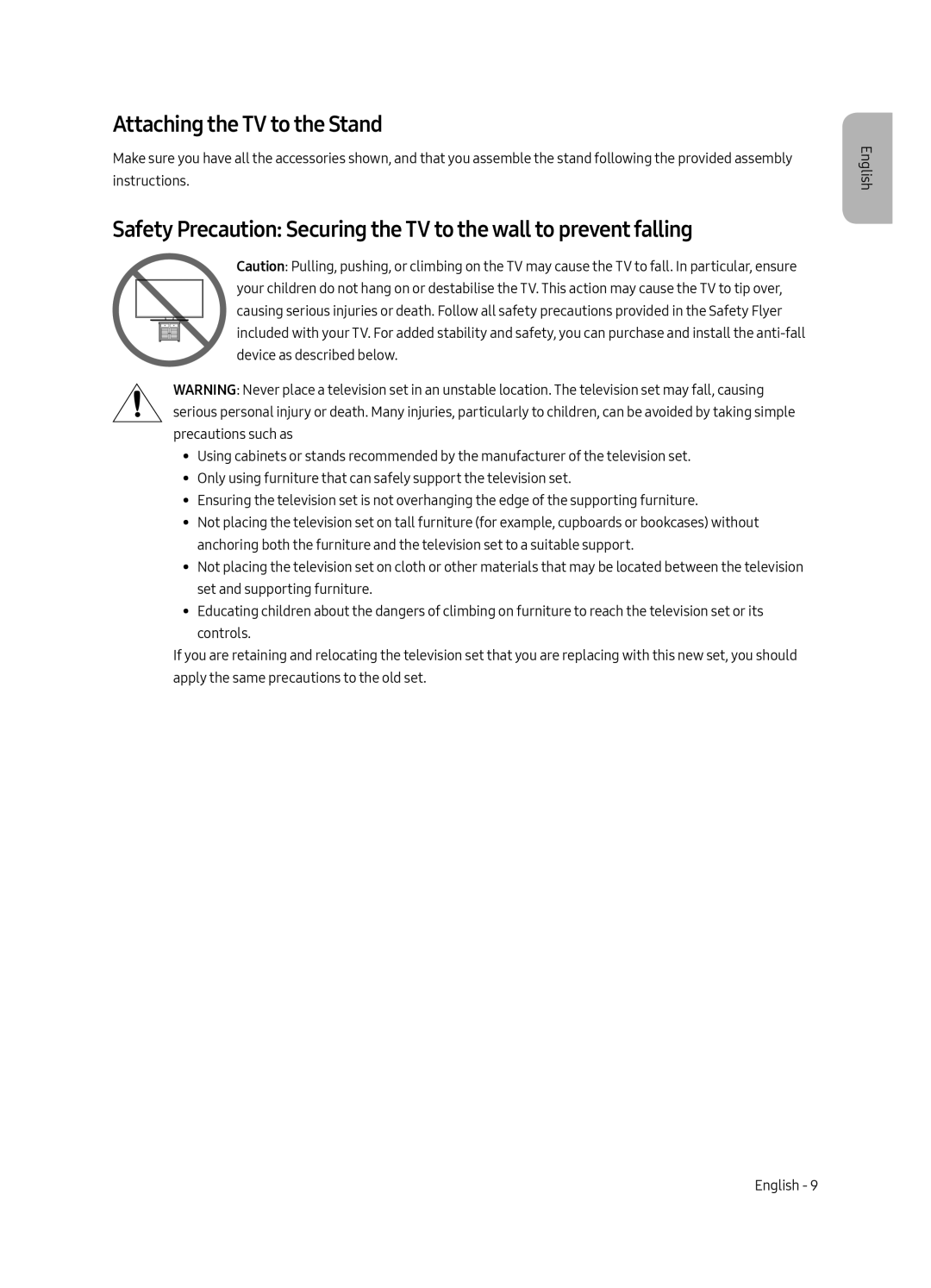 Samsung UE65MU6405UXXC, UE40MU6405UXXC, UE49MU6405UXXC, UE55MU6405UXXC manual Attaching the TV to the Stand 