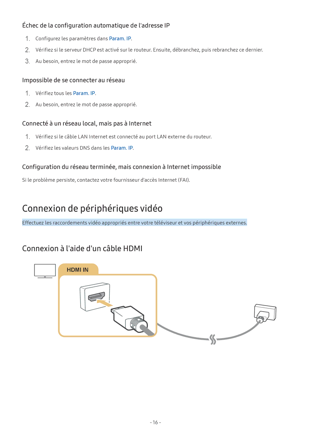 Samsung UE49MU6455UXXC, UE40MU6455UXXC, QE75Q7FAMTXXC Connexion de périphériques vidéo, Connexion à laide dun câble Hdmi 