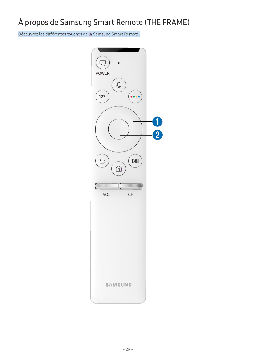 Samsung UE55MU6175UXXC, UE40MU6455UXXC, QE75Q7FAMTXXC, QE65Q8CAMTXXC, QE55Q8CAMTXXC Propos de Samsung Smart Remote the Frame 