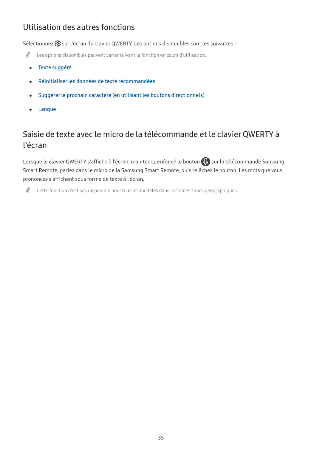 Samsung UE55LS003AUXXC, UE40MU6455UXXC, QE75Q7FAMTXXC, QE65Q8CAMTXXC, QE55Q8CAMTXXC manual Utilisation des autres fonctions 