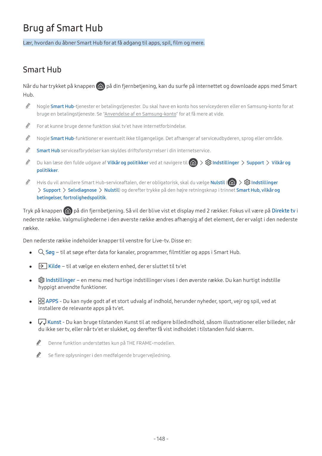 Samsung UE49MU7005TXXC, UE40MU6455UXXC, QE75Q7FAMTXXC, QE65Q8CAMTXXC, QE55Q8CAMTXXC, UE82MU7005TXXC manual Smart Hub, Politikker 