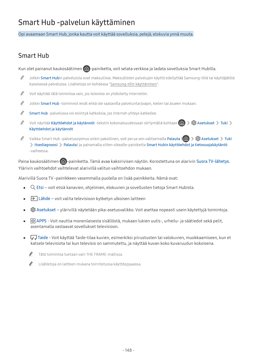Samsung UE49MU7005TXXC, UE40MU6455UXXC, QE75Q7FAMTXXC, QE65Q8CAMTXXC, QE55Q8CAMTXXC, UE82MU7005TXXC manual Smart Hub, 148 