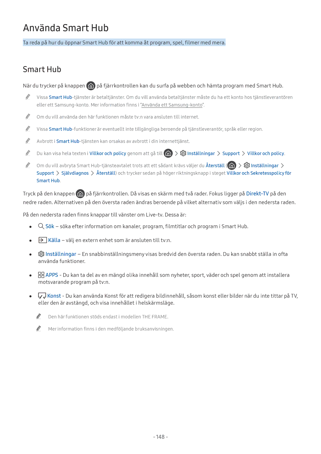 Samsung UE49MU7005TXXC, UE40MU6455UXXC, QE75Q7FAMTXXC, QE65Q8CAMTXXC, QE55Q8CAMTXXC, UE82MU7005TXXC manual Smart Hub, 148 