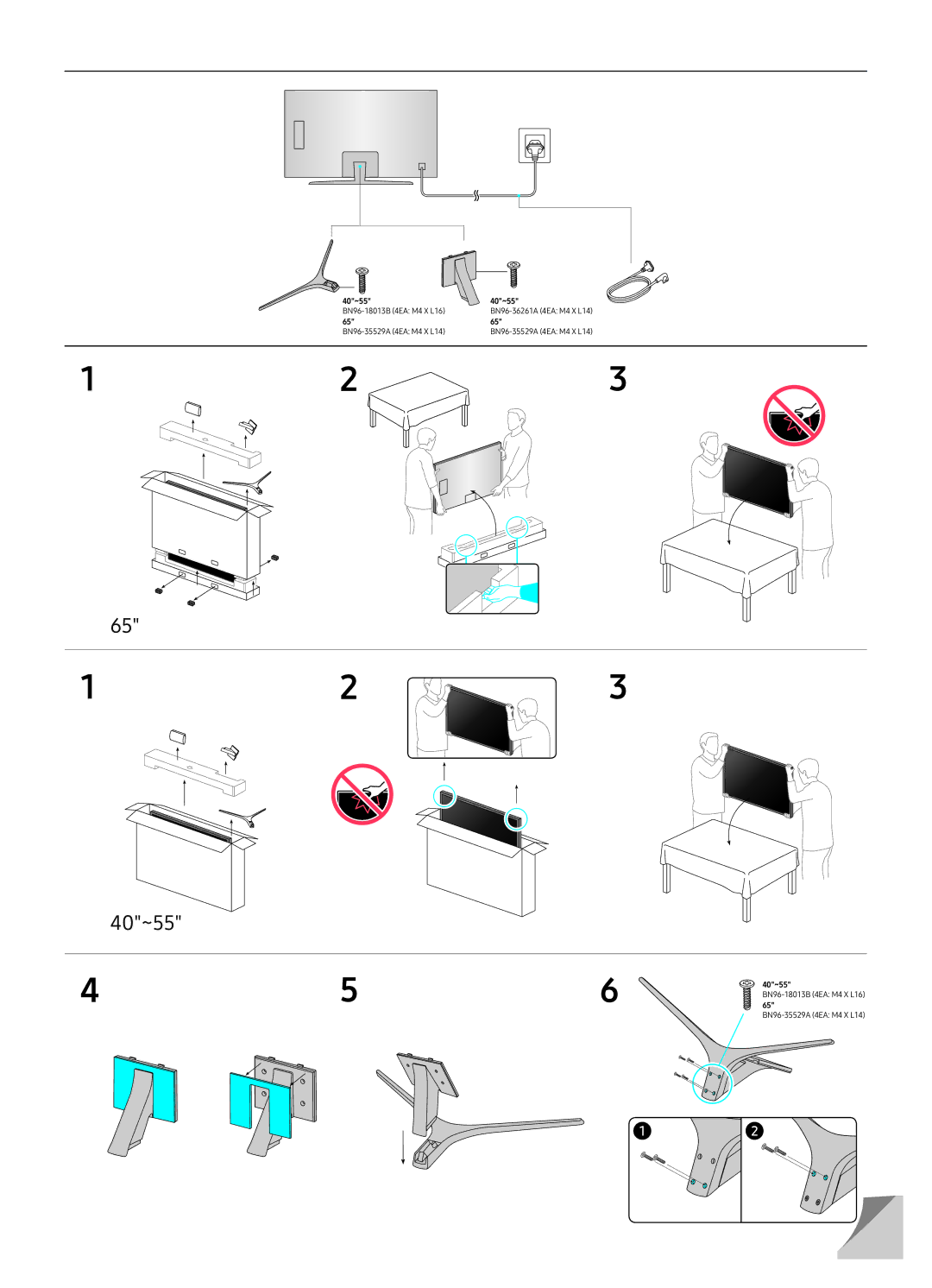 Samsung UE49MU6400UXRU, UE40MU6470UXRU, UE40MU6400UXRU, UE40MU6450UXRU, UE55MU6400UXRU, UE65MU6400UXRU, UE49MU6450UXRU 40~55 