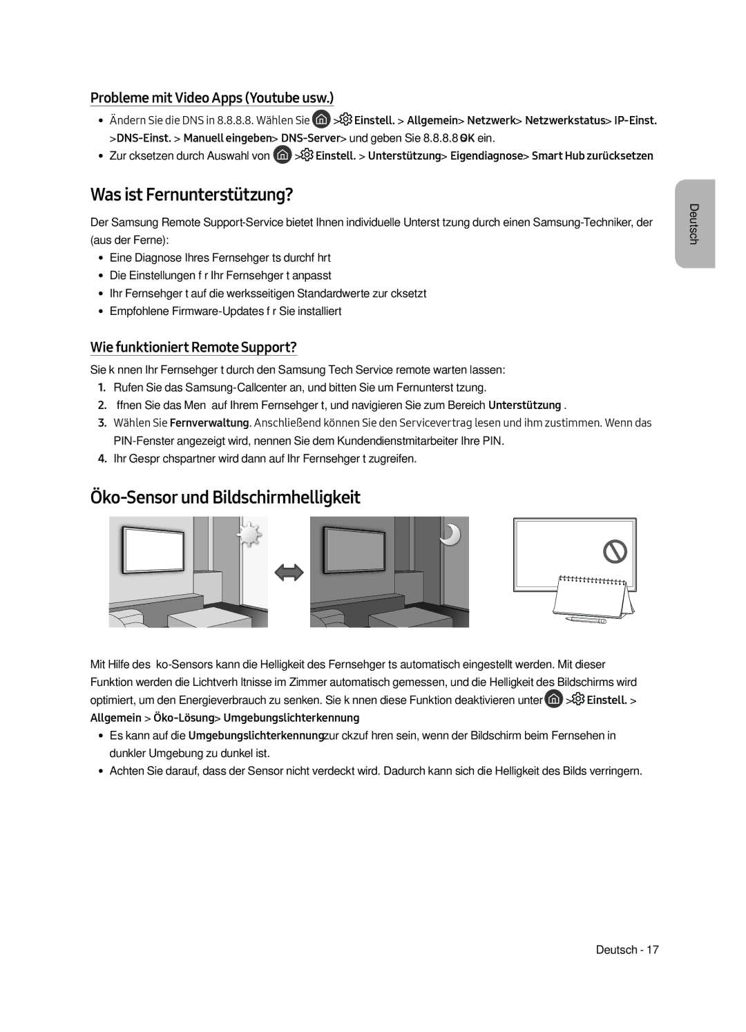 Samsung UE40MU6449UXZG Was ist Fernunterstützung?, Öko-Sensor und Bildschirmhelligkeit, Wie funktioniert Remote Support? 