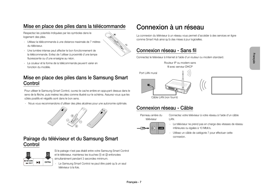 Samsung UE40S9AUXXC manual Connexion à un réseau 