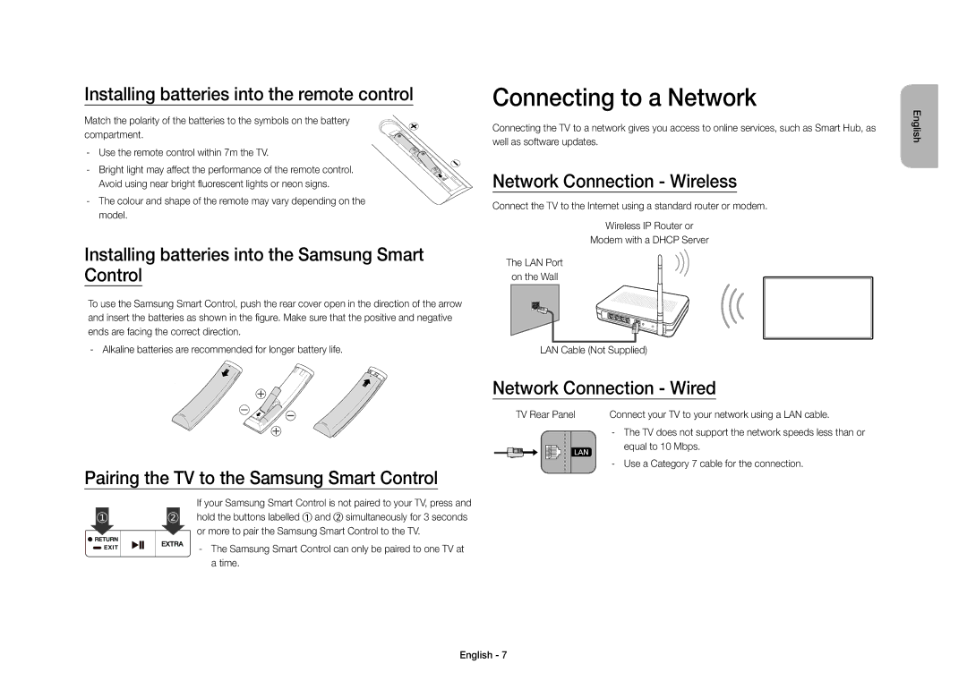 Samsung UE40S9AUXXC manual Connecting to a Network 