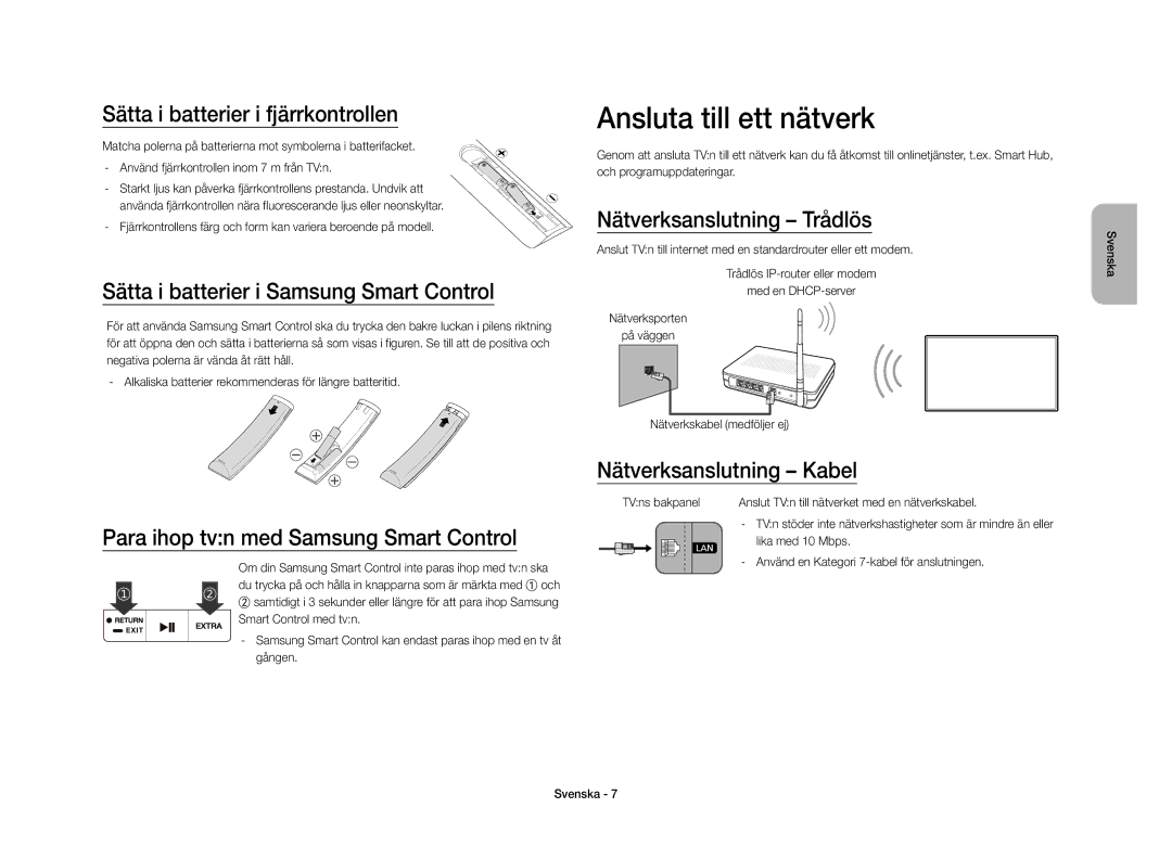 Samsung UE40S9AUXXE manual Ansluta till ett nätverk 