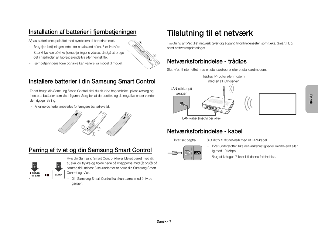 Samsung UE40S9AUXXE manual Tilslutning til et netværk 