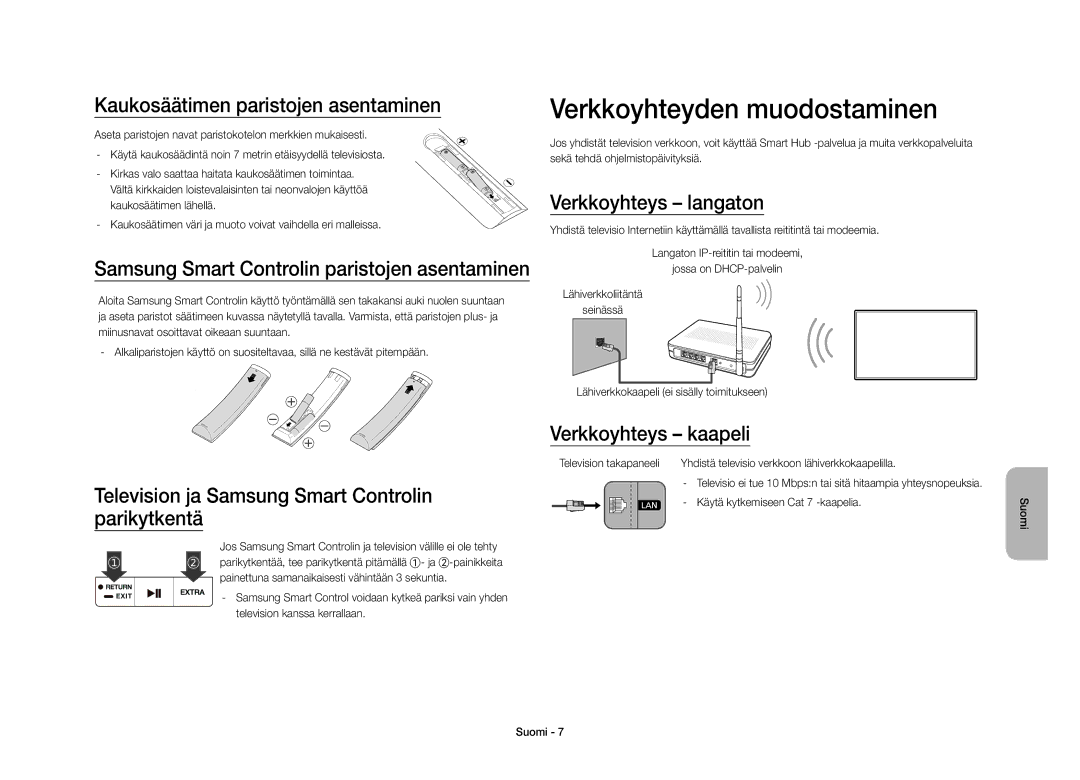 Samsung UE40S9AUXXE manual Verkkoyhteyden muodostaminen 