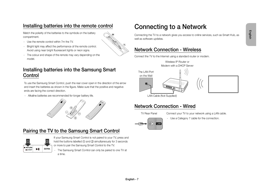 Samsung UE40S9AUXZF manual Connecting to a Network 