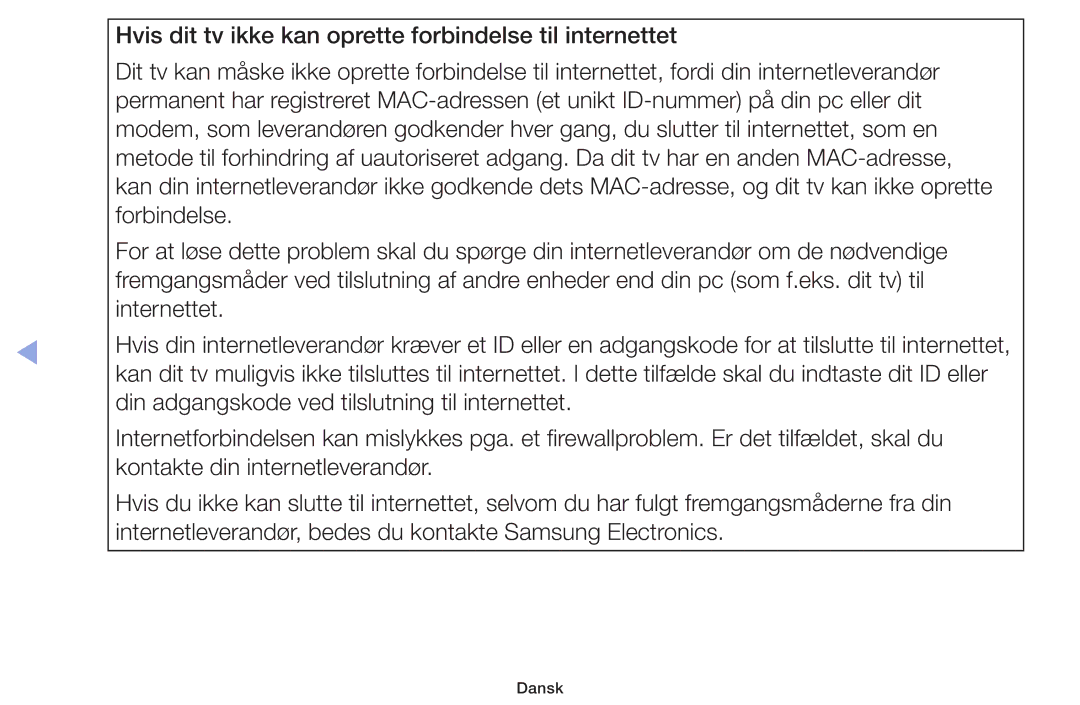 Samsung UE32F5005AKXXE, UE42F5005AKXXE, UE32F4005AWXXE, UE46F5005AKXXE, UE40F5005AKXXE, UE50F5005AKXXE manual Dansk 