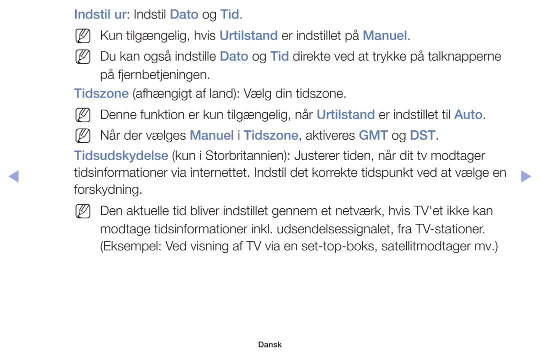 Samsung UE50F5005AKXXE, UE42F5005AKXXE, UE32F4005AWXXE, UE46F5005AKXXE, UE32F5005AKXXE manual Indstil ur Indstil Dato og Tid 